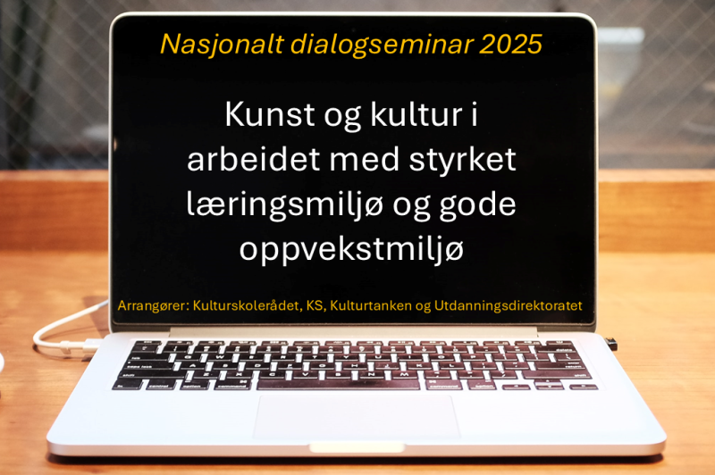 PC-skjerm med tekst om seminaret på.